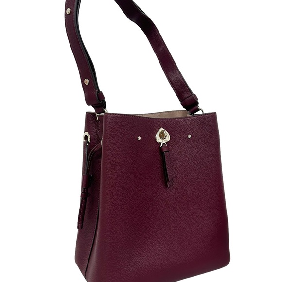 Kate Spade Marti Large Bucket Bag Shoulder Bag Deep Berry Pebbled Leather - Picture 7 of 7